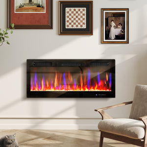 42-inch slim 1500W electric fireplace with eco mode and automatic switch