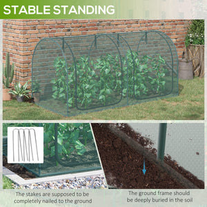 Protective plant cage with 3 zippered doors and 6 ground stakes