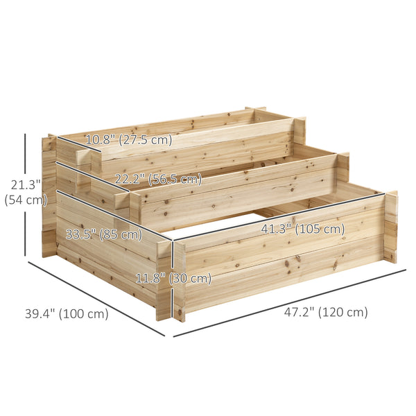 3-tier raised wooden planter