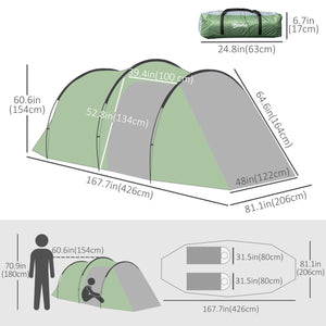 Pop-up Camping Tent with Vestibule, Waterproof, for 2-3 Persons, Dark Green