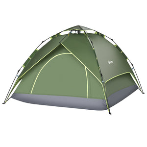 3-person family tent, 1000mm waterproof, with integrated groundsheet and carry bag, dark green