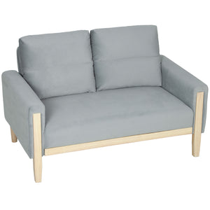 2-seater velvet sofa with solid wood legs, grey