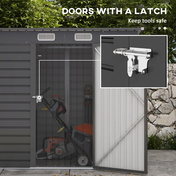 Galvanized garden shed, grey