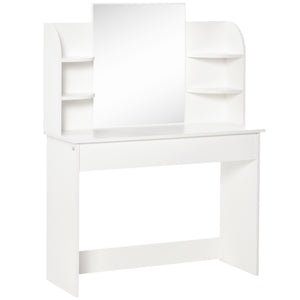 Dressing table with open shelves and drawer, white