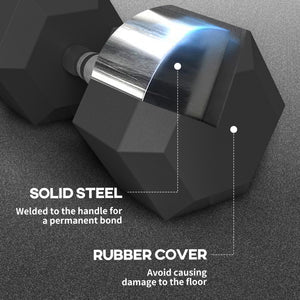 2 x 45 lb Hex Dumbbells for Home Fitness Workout, Black