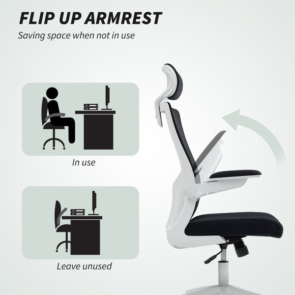 Ergonomic office chair with lumbar support and headrest, black