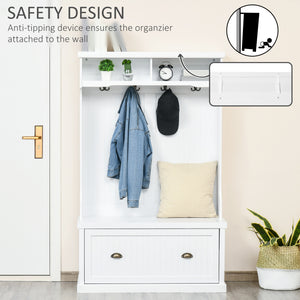 3-in-1 Hallway Unit with Shoe Storage, White