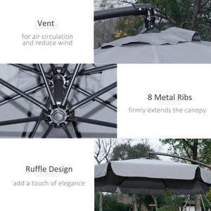 9-foot cantilever parasol with easy tilt adjustment, dark grey