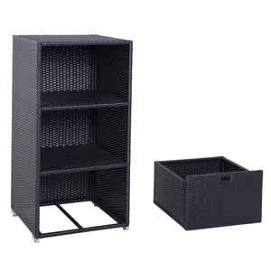 Outdoor storage cabinet in woven rattan with drawer, dark brown