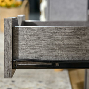 Bedside table with 2 drawers and storage shelf, gray