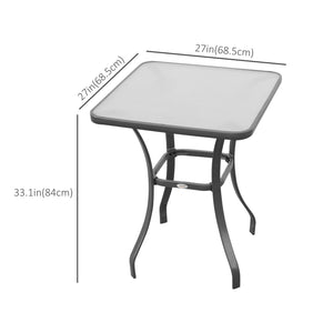 Square patio table with tempered glass top