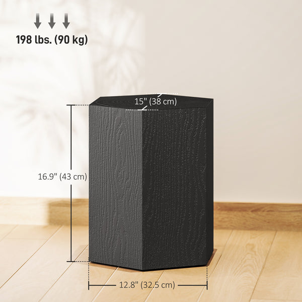 Hexagonal side table with 4 adjustable legs, black