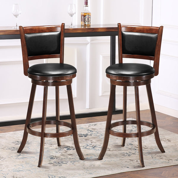 Set of 2 29-inch Swivel Bar Stools, Dining Chair Height, Wooden Bar Stool