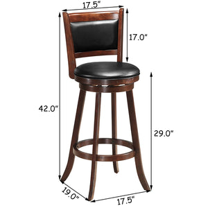 Set of 2 29-inch Swivel Bar Stools, Dining Chair Height, Wooden Bar Stool