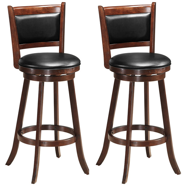 Set of 2 29-inch Swivel Bar Stools, Dining Chair Height, Wooden Bar Stool