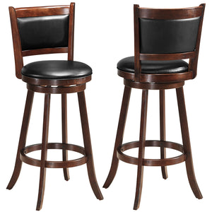 Set of 2 29-inch Swivel Bar Stools, Dining Chair Height, Wooden Bar Stool