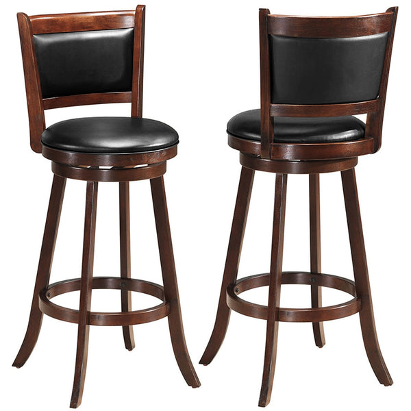 Set of 2 29-inch Swivel Bar Stools, Dining Chair Height, Wooden Bar Stool