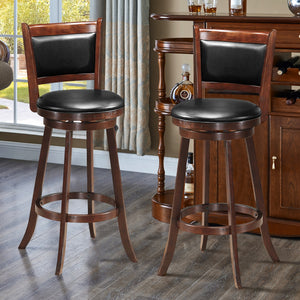 Set of 2 29-inch Swivel Bar Stools, Dining Chair Height, Wooden Bar Stool