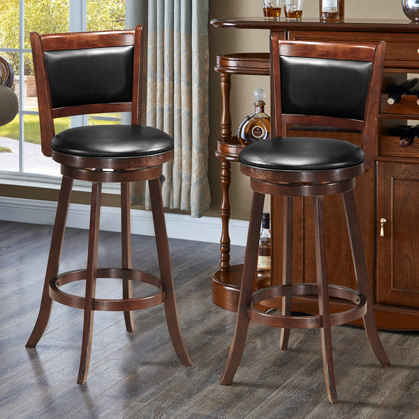 Set of 2 29-inch Swivel Bar Stools, Dining Chair Height, Wooden Bar Stool