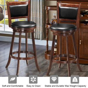 Set of 2 29-inch Swivel Bar Stools, Dining Chair Height, Wooden Bar Stool