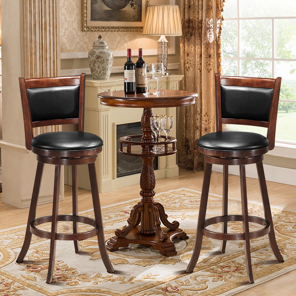 Set of 2 29-inch Swivel Bar Stools, Dining Chair Height, Wooden Bar Stool