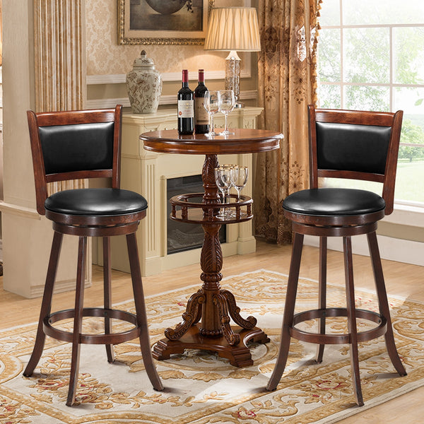Set of 2 29-inch Swivel Bar Stools, Dining Chair Height, Wooden Bar Stool