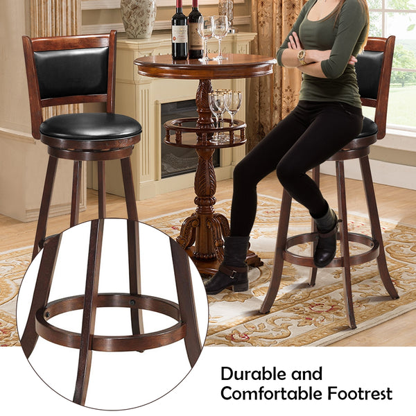 Set of 2 29-inch Swivel Bar Stools, Dining Chair Height, Wooden Bar Stool