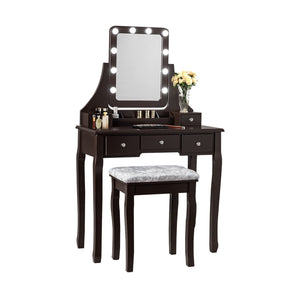 Ensemble de table de vanité avec miroir rectangulaire