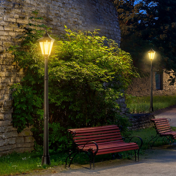 Outdoor solar street light with motion sensor, black