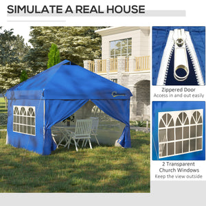 10 x 10 folding tent with wheeled carry bag, blue