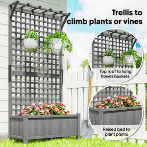 Wooden planter with trellis for climbing plants, dark grey