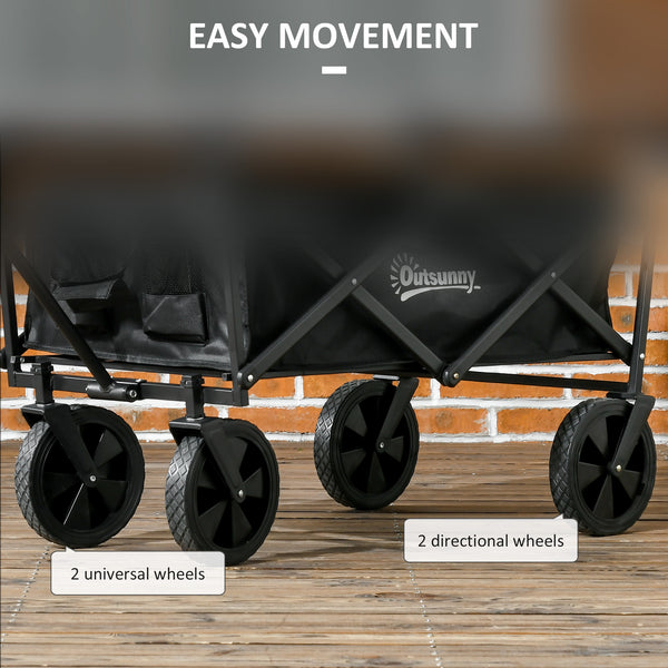 Folding garden cart with steel frame and removable canopy