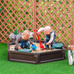 Sandpit with waterproof Oxford fabric cover, brown
