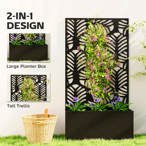 Metal planter with trellis for climbing plants 