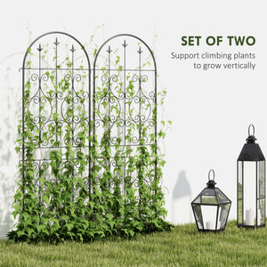Set of 2 metal garden trellises, black