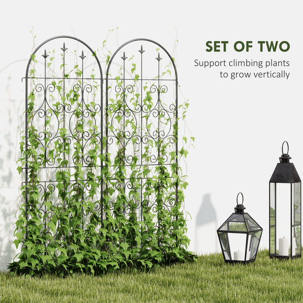 Set of 2 metal garden trellises, black
