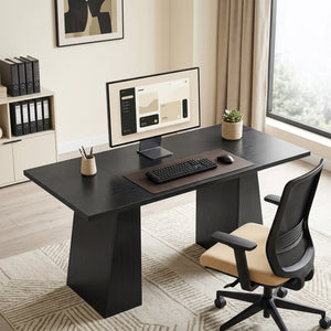 63-in. trapezoid leg desk, black