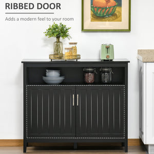 Buffet with 2 doors and adjustable shelves for kitchen and dining room, black