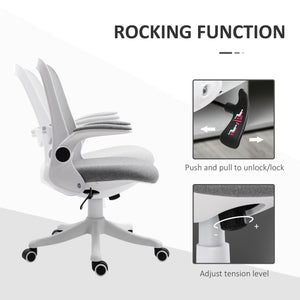 360° swivel office chair with breathable fabric upholstery, grey