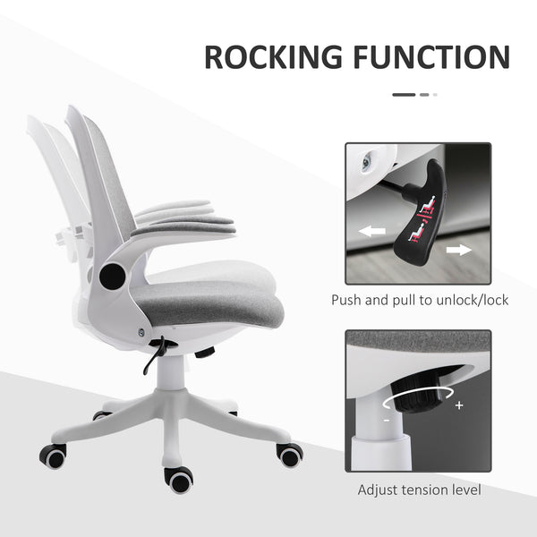360° swivel office chair with breathable fabric upholstery, grey