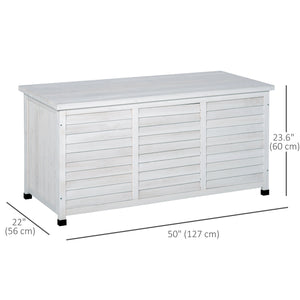 Weatherproof Wooden Deck Storage Box, White