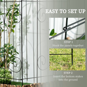 Set of 8 metal garden fence panels