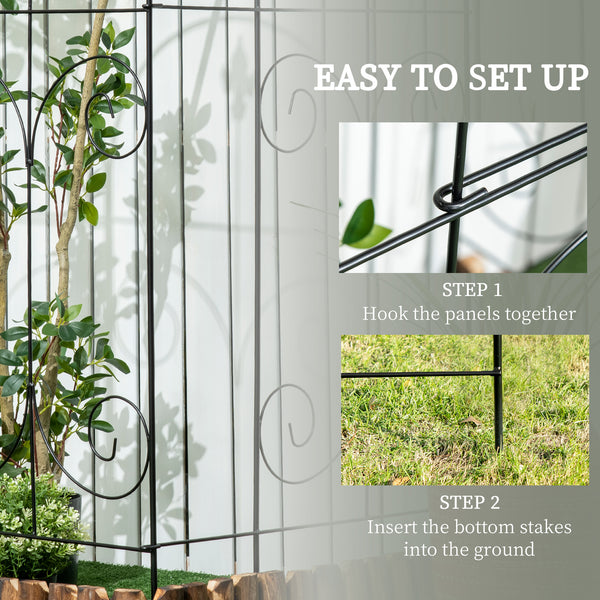 Set of 8 metal garden fence panels