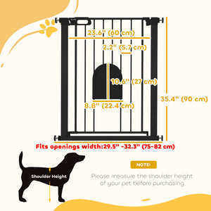 Extra-wide safety gate with small door, black