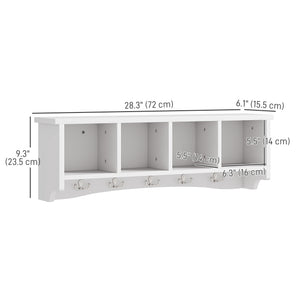 Wall-mounted coat rack with shelf, white