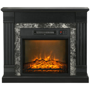 Electric fireplace with 1400W black wooden chimney 