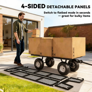 Steel garden cart with removable liner, green