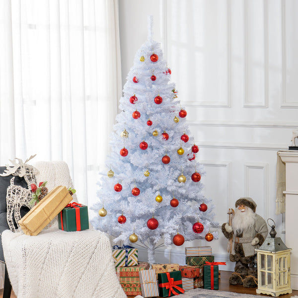 6ft White Artificial Christmas Tree with Metal Stand