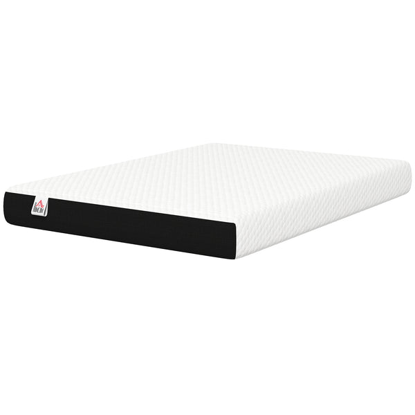 8-inch cooling memory foam full-size mattress, medium-firm comfort and lumbar support – White and gray