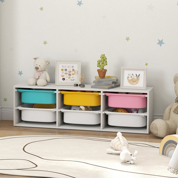 Toy storage with 6 removable plastic bins